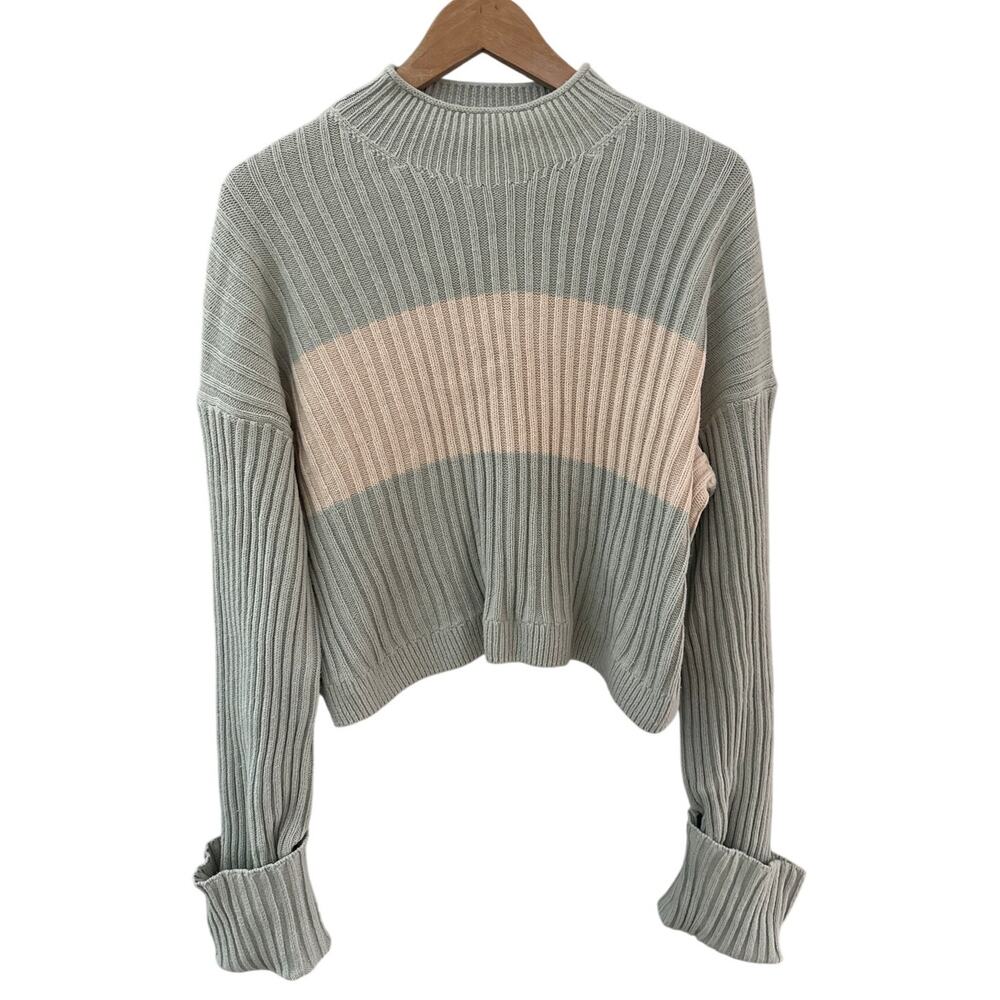 Everlane Organic Cotton Rollneck Ribbed Color-block Sweater Size Medium - Picture 5 of 10